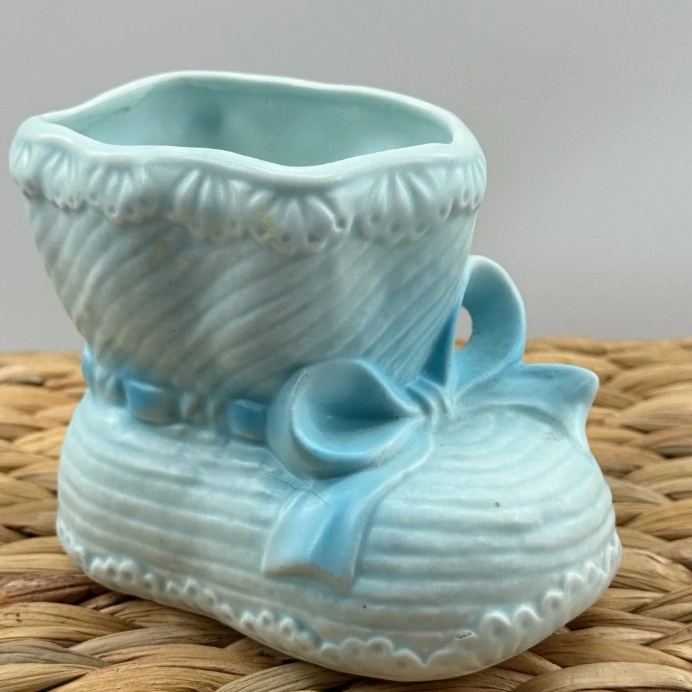 Vintage Baby Bootie Blue 1964 INARCO Cleveland‎ OH Ceramic Nursery Baby Shower